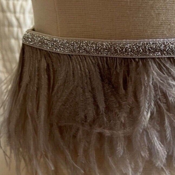 NWT Oh Baby! Tutu Baby Girl 6-9M Gray Feather Metallic Elastic Waist Band Adjust - Picture 3 of 10